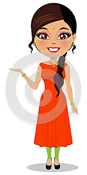 A vector of an Indian woman in a salwar kameez isolated on white. - Vector photo