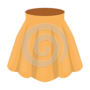 Orange women s light summer skirt with pleats. Beautiful women s summer clothing.Woman clothes single icon in cartoon