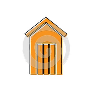 Orange Wooden outdoor toilet icon isolated on white background. Vector photo