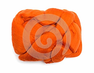 Orange wool fiber ball