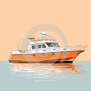 Orange Yacht In Annibale Carracci Style: Clean And Simple Design