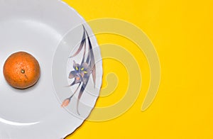 Orange on yellow background