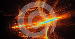 Orange Yellow Blue Abstract Lines Curves Particles Background