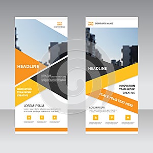 Orange yellow Business Roll Up Banner flat design template , Abstract Geometric banner template Vector illustration set