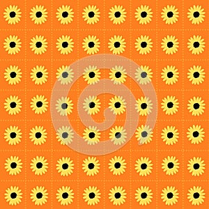 Orange and Yellow Flower With boho style Check Pattern Y2k