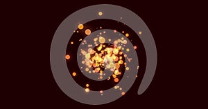 Orange and yellow glowing translucent circles effervescing on a dark background