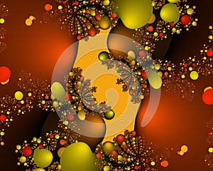 Fractal, orange  elegant sparkling flowery abstract geometries, vivid texture