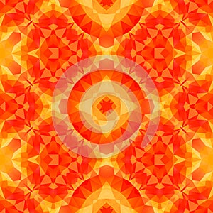 Orange yellow kaleidoscope mosaic seamless pattern texture background