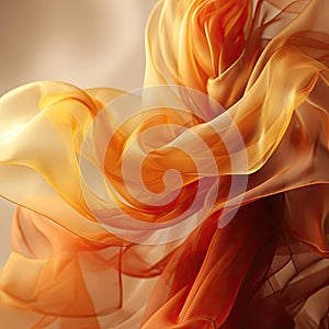 Orange and yellow swirl in the air with flowing fabrics and soft-focus romanticism