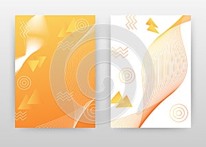 Orange, yellow waved lines on white and orange design for annual report, brochure, flyer, poster. Abstract background vector