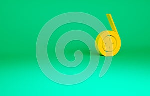 Orange Yoyo toy icon isolated on green background. Minimalism concept. 3d illustration 3D render