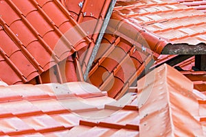 Orange zinc roof in the temple