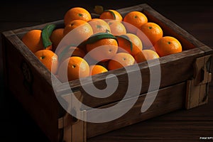oranges in a box. Generative AI.