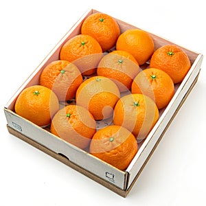 Oranges in a box isolated on transparent background