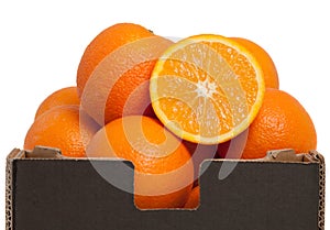 Oranges in a brown box