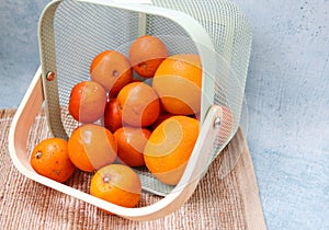 Oranges and clementines in basket