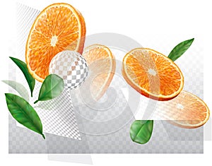 Oranges fruits slices on a abstract background