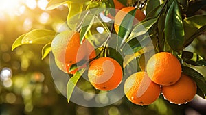 Oranges growing on a tree, Orange garden