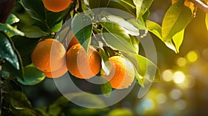 Oranges growing on a tree, Orange garden
