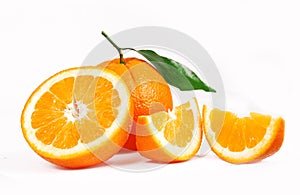 Oranges and half juicy half oranges