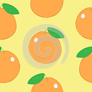 Oranges with leaves seamless pattern