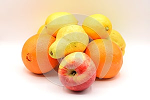 Oranges and Lemons on White Background