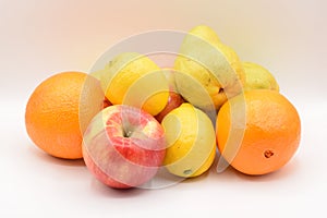 Oranges and Lemons on White Background