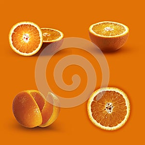 Oranges on an orange background. Monochrome orange.