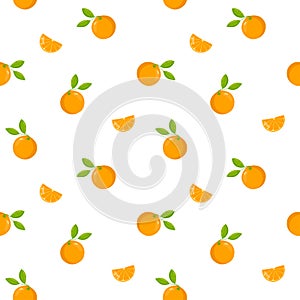 Oranges and orange slices vector seamless pattern, wrapping paper, packaging design