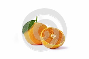 Oranges and oranges slices isolated on a white background