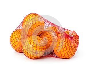 Oranges in plastic mesh sack
