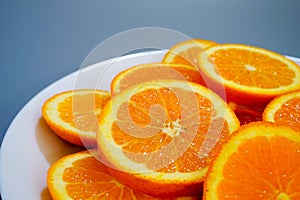 oranges on a plate on a sunny day photo