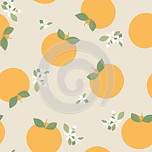 Oranges, seamless pattern of orange fruits collection, tangerine, decorative, wallpaper, illustration, vector