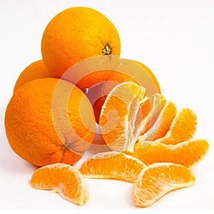 Oranges With Slices on White