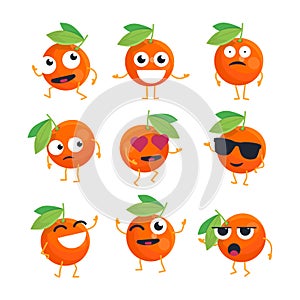 Oranges - vector isolated cartoon emoticons