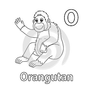 Orangutan Alphabet ABC Isolated Coloring Page O