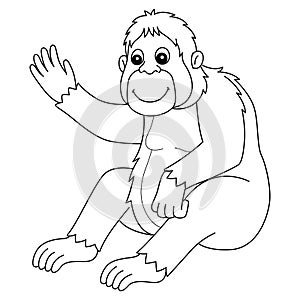 Orangutan Animal Isolated Coloring Page for Kids