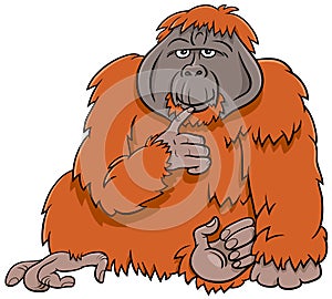 Orangutan ape wild animal cartoon illustration