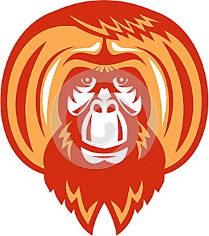 Orangutan Bearded Front Retro