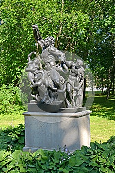 ORANIENBAUM, RUSSIA. A sculpture Laokoon and sons perishing from snakes