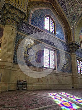 Orante Arabic calligraphy and Islamic architecture in the Imam Hasan al-Askari Mosque in Qom Qum photo