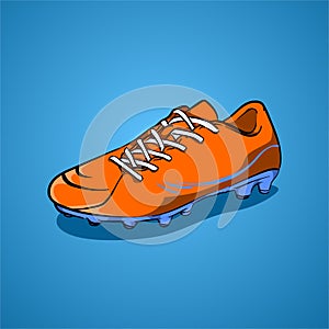 Oranye Shoes football vector illustration blue background