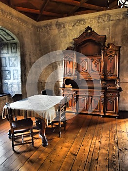 The interior of the Orava castle where there are beautiful antiques and cultural monuments