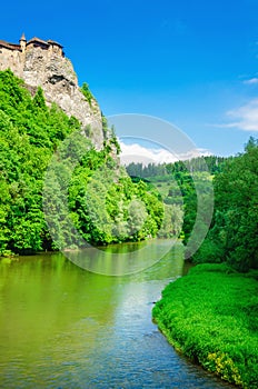 Orava Castle, river and blue sky, Slovakia