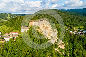 Orava castle in Slovakia. Aerial view