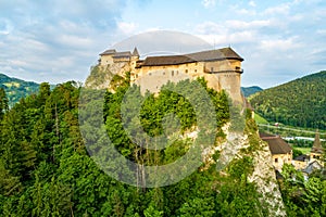 Orava castle in Slovakia. Aerial view