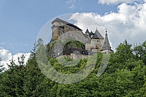 Orava castle during summer day, village Oravsky Podzamok, Slovakia, Europe