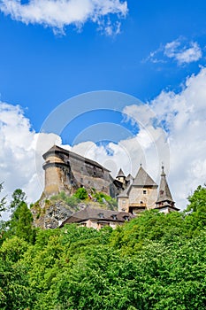 Orava Castle, a well-preserved building located on the Orava River, built on a rocky hill. A popular tourist attraction