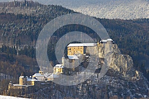 Orava castle, winter landscape, Orava region Slovakia