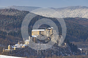 Oravský hrad, zimná krajina, Orava Slovensko
